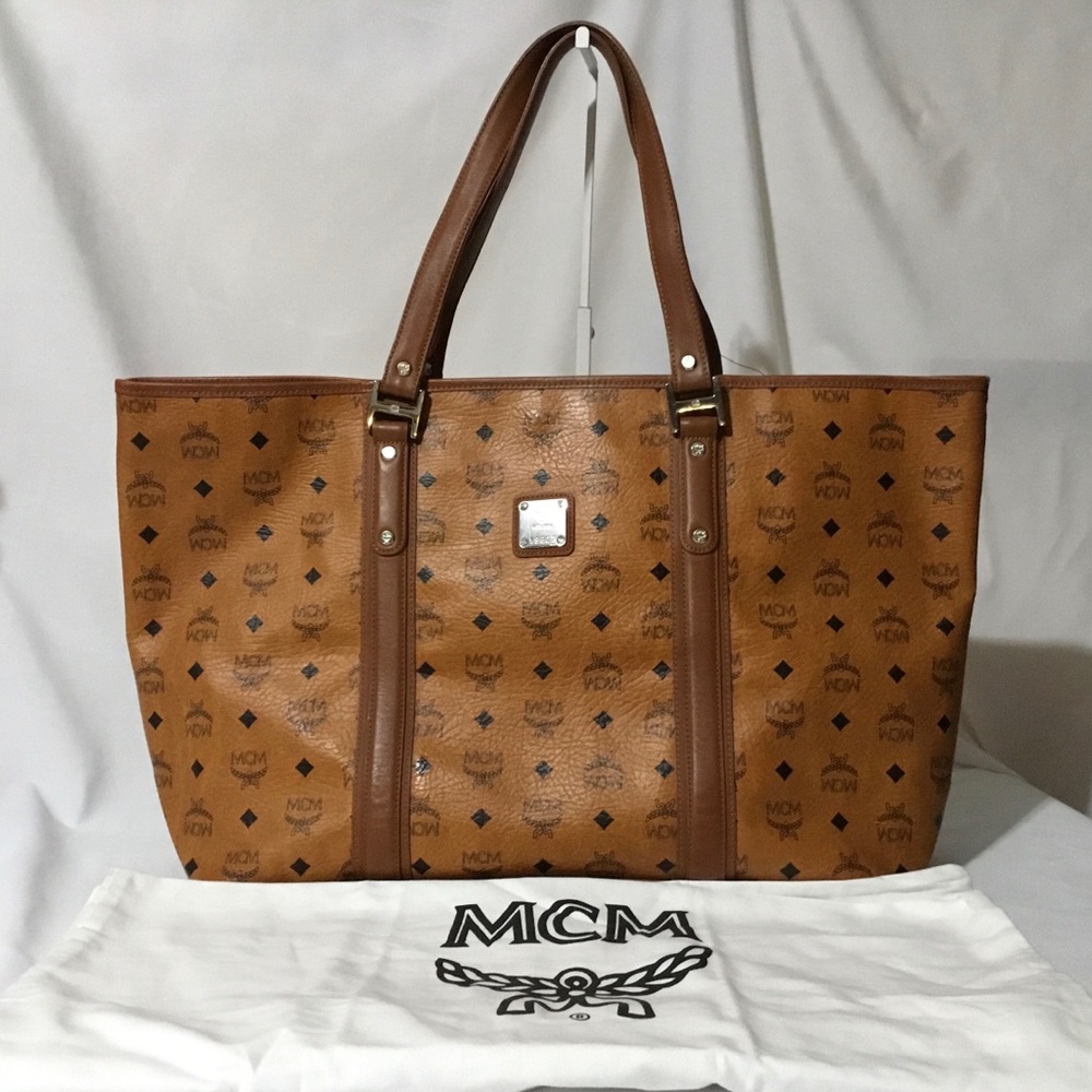 Authentic MCM Cognac Visetos Tote Bag with Dustbag